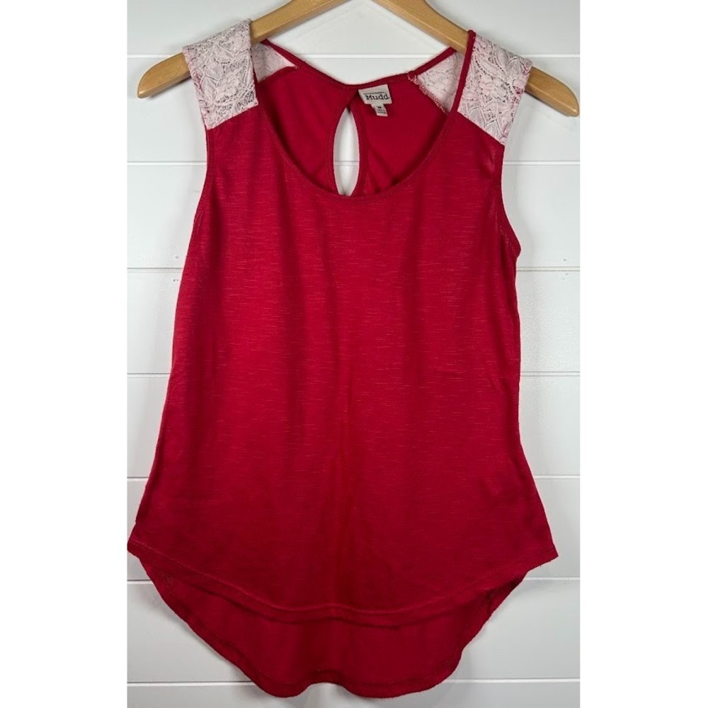 Mudd Tank Top Womens Medium Red Lace